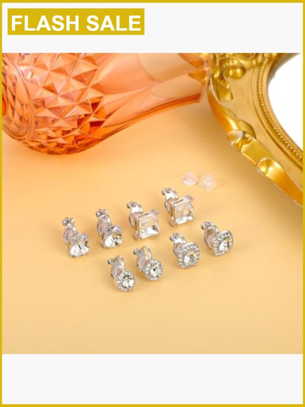 Clip On Earrings for Women Dance Non Pierced Cubic Zirconia Hypoallergenic 4 - Picture 3 of 7